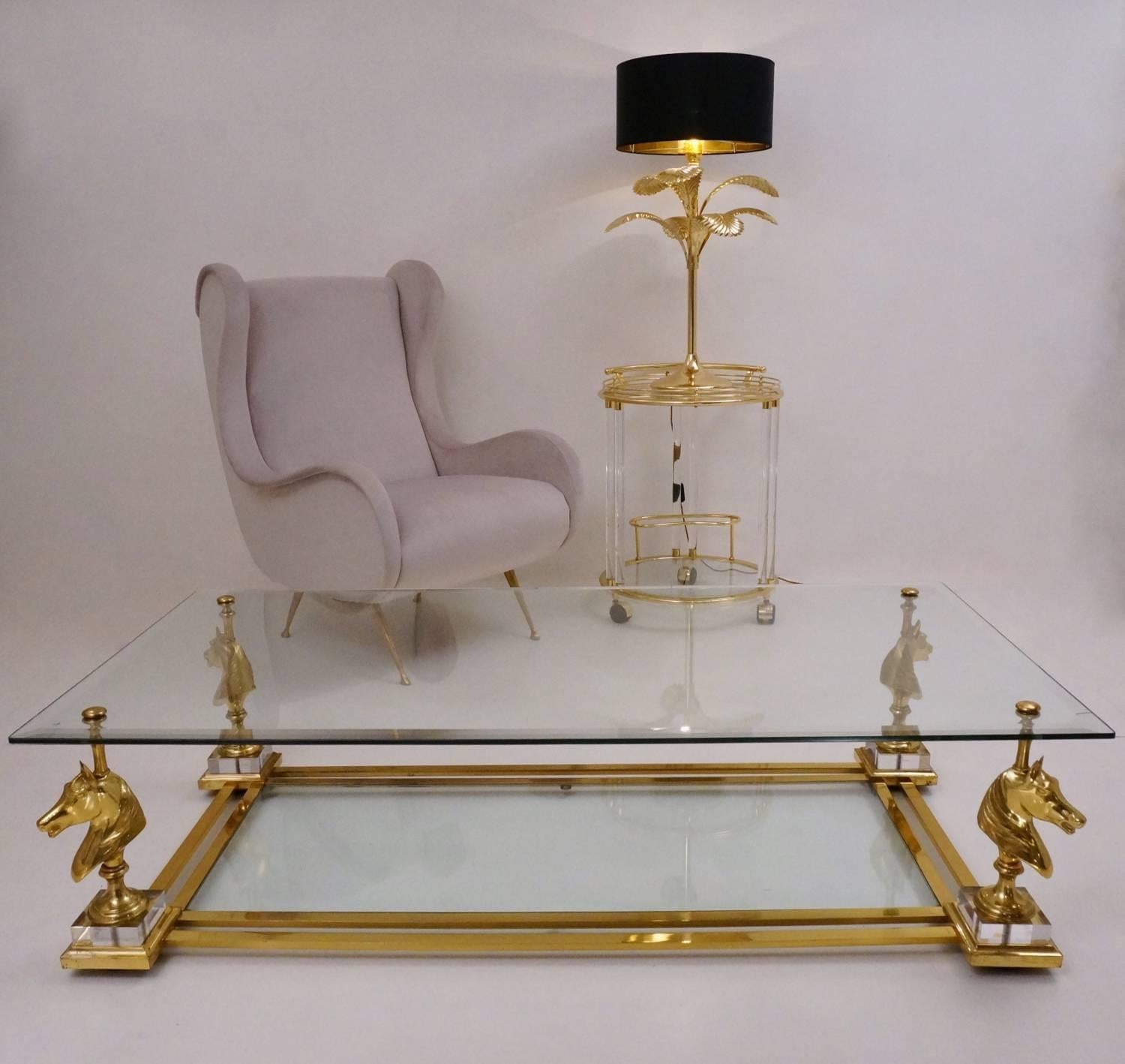 Maison Charles Cheval Coffee Table, Brass and Lucite, circa 1970s, French In Excellent Condition In London, GB