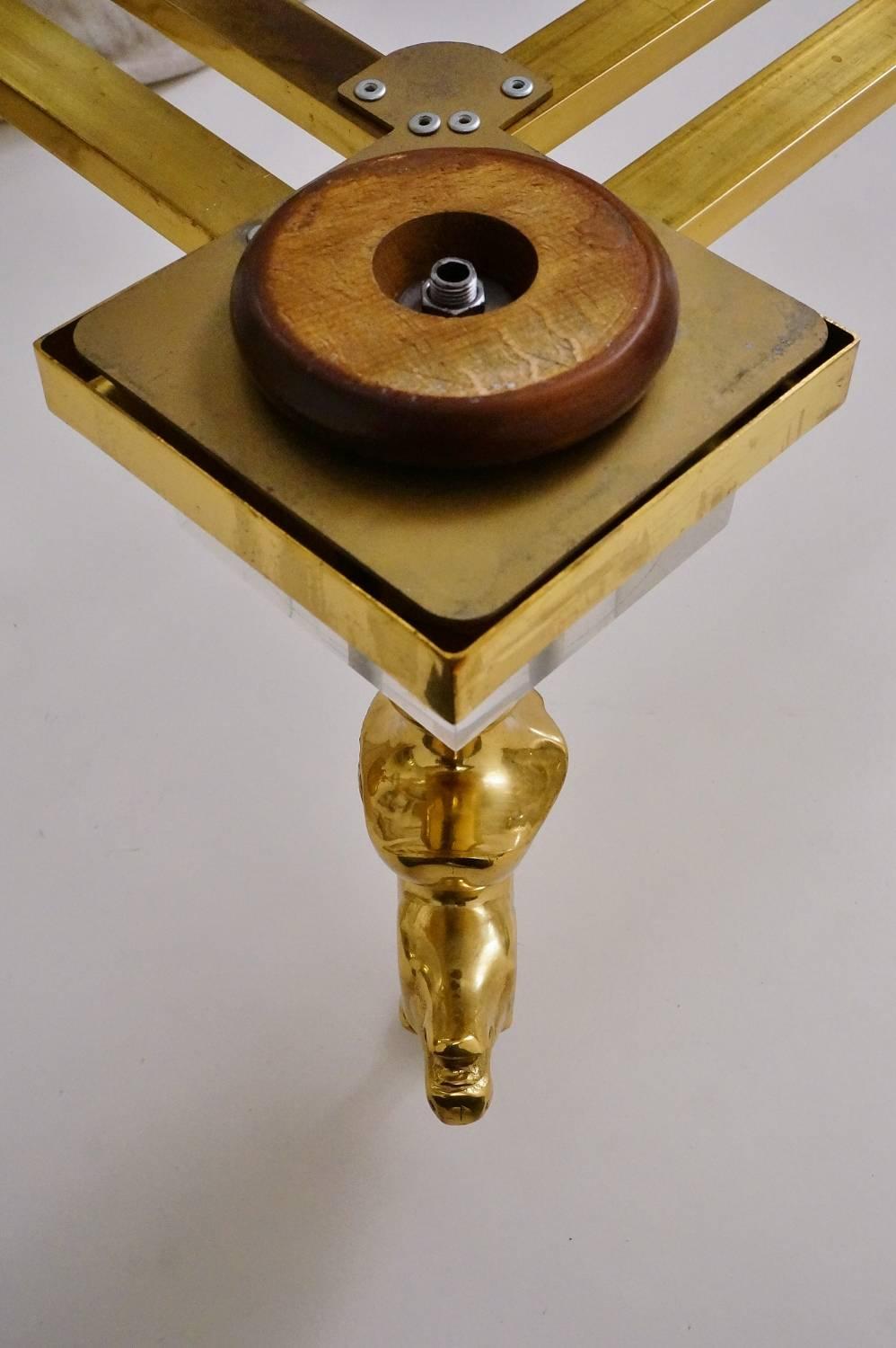 Maison Charles Cheval Coffee Table, Brass and Lucite, circa 1970s, French 3