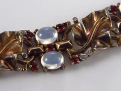 Trifari Vintage Bracelet Moonstones on Vermeil Gold Gilt Sterling Silver, Alfred
