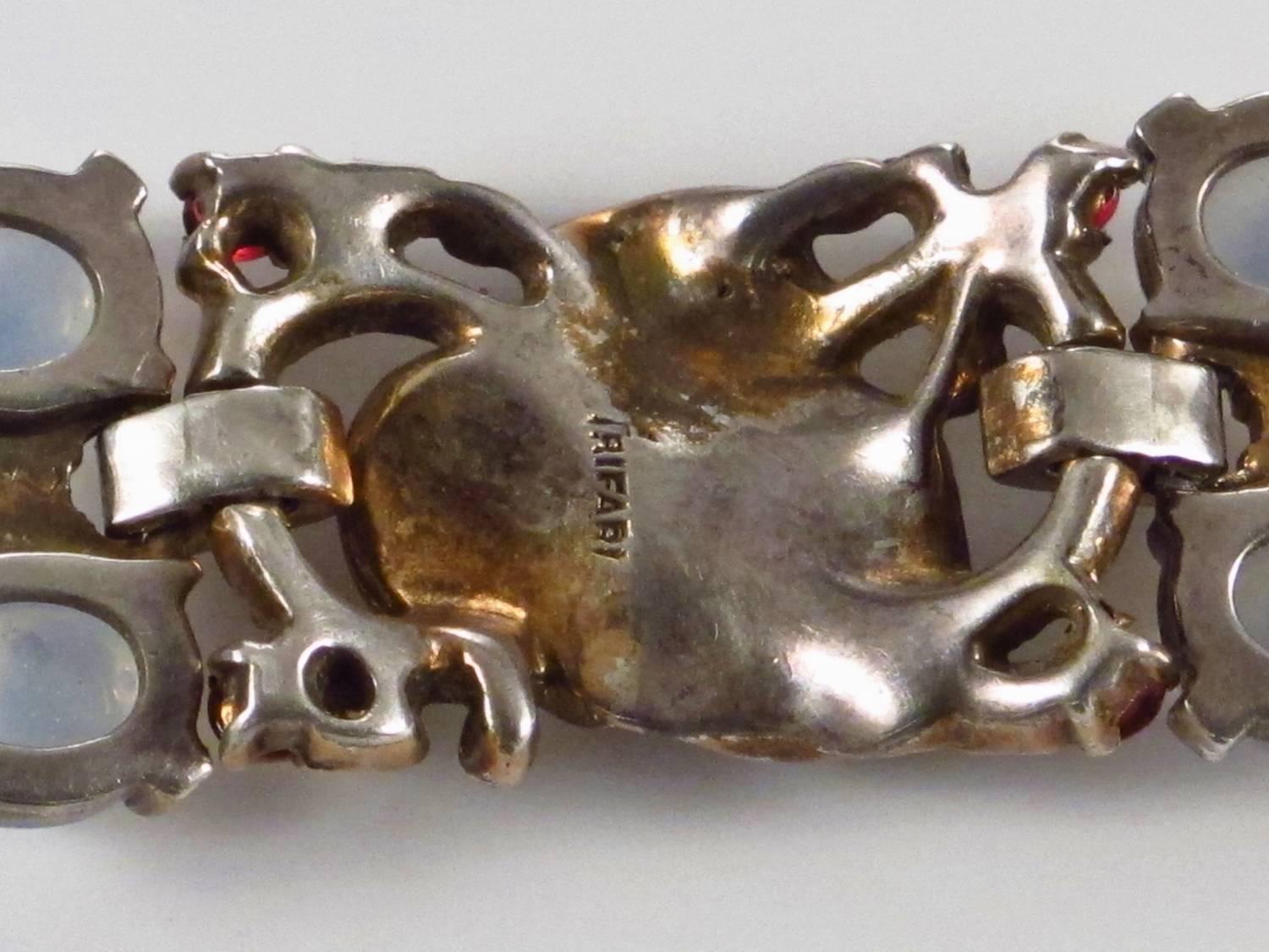 Trifari Vintage Bracelet Moonstones on Vermeil Gold Gilt Sterling Silver, Alfred For Sale 1
