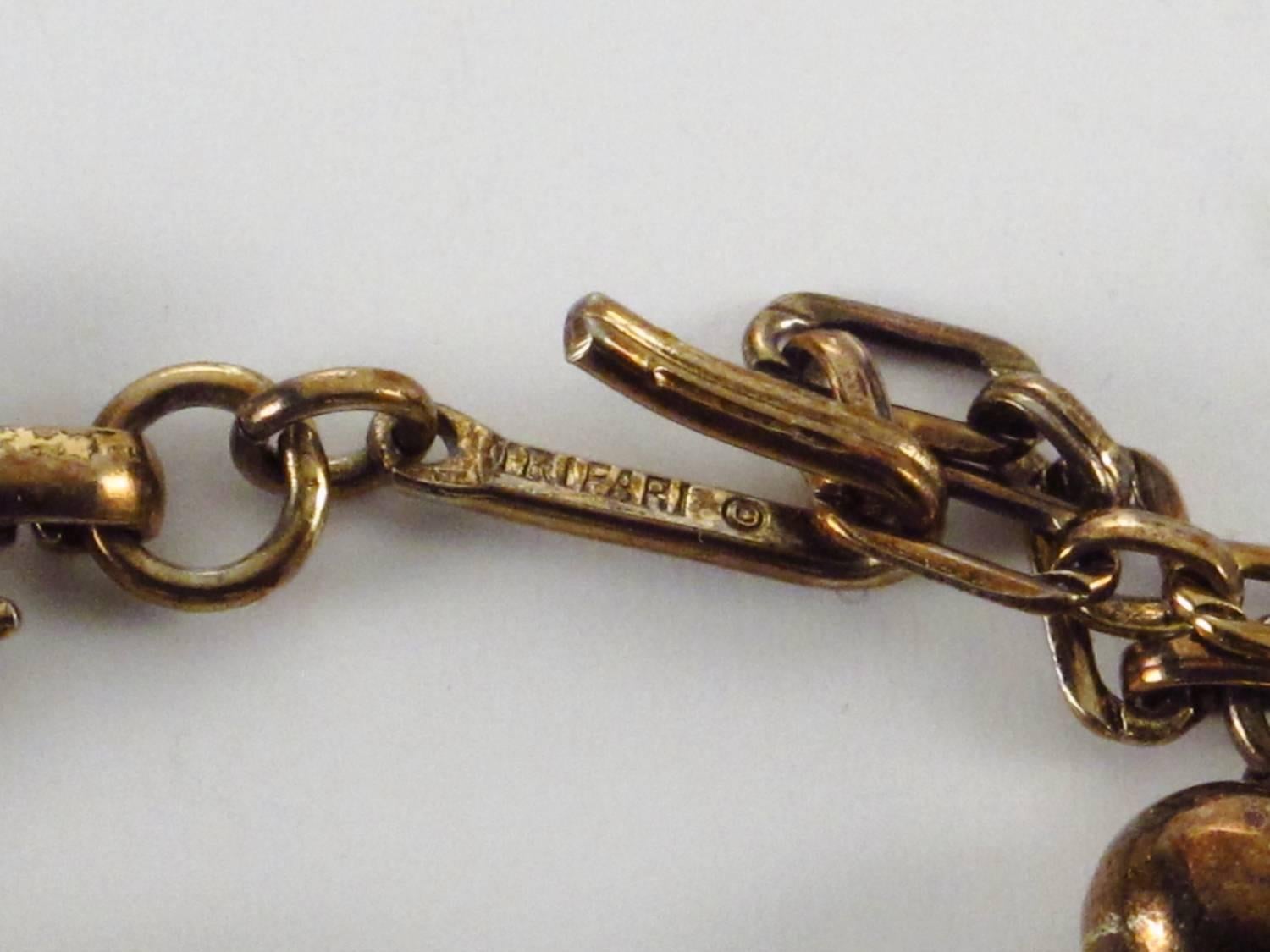 Trifari Gold Plate & Rhinestone Necklace, Bracelet and Earrings Alfred Phillipe 1