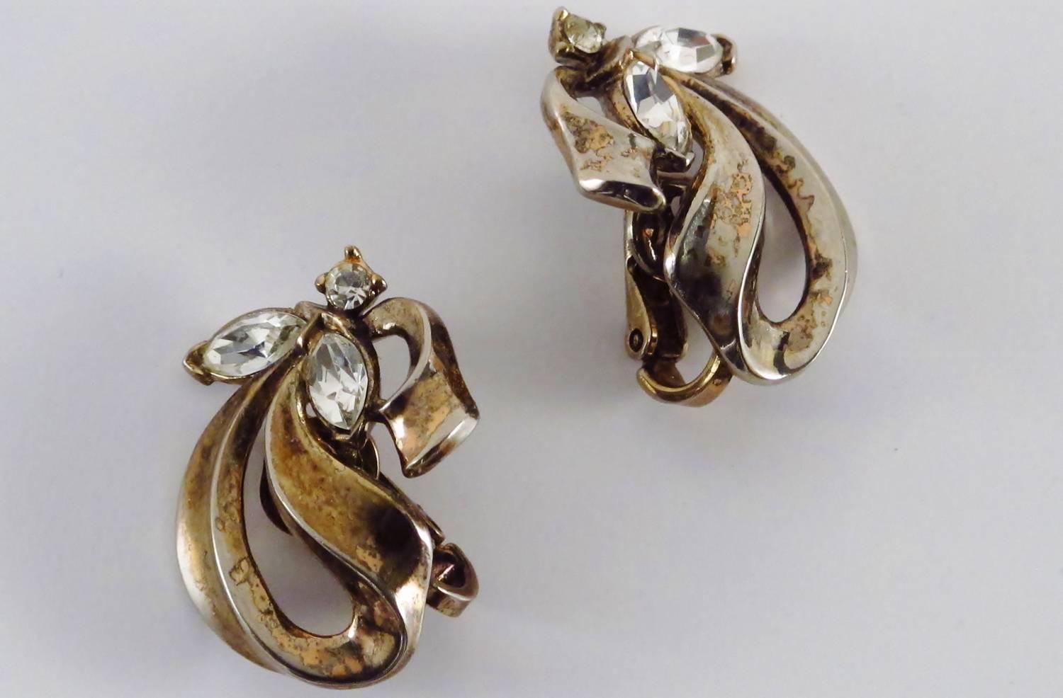 Trifari Gold Plate & Rhinestone Necklace, Bracelet and Earrings Alfred Phillipe 4