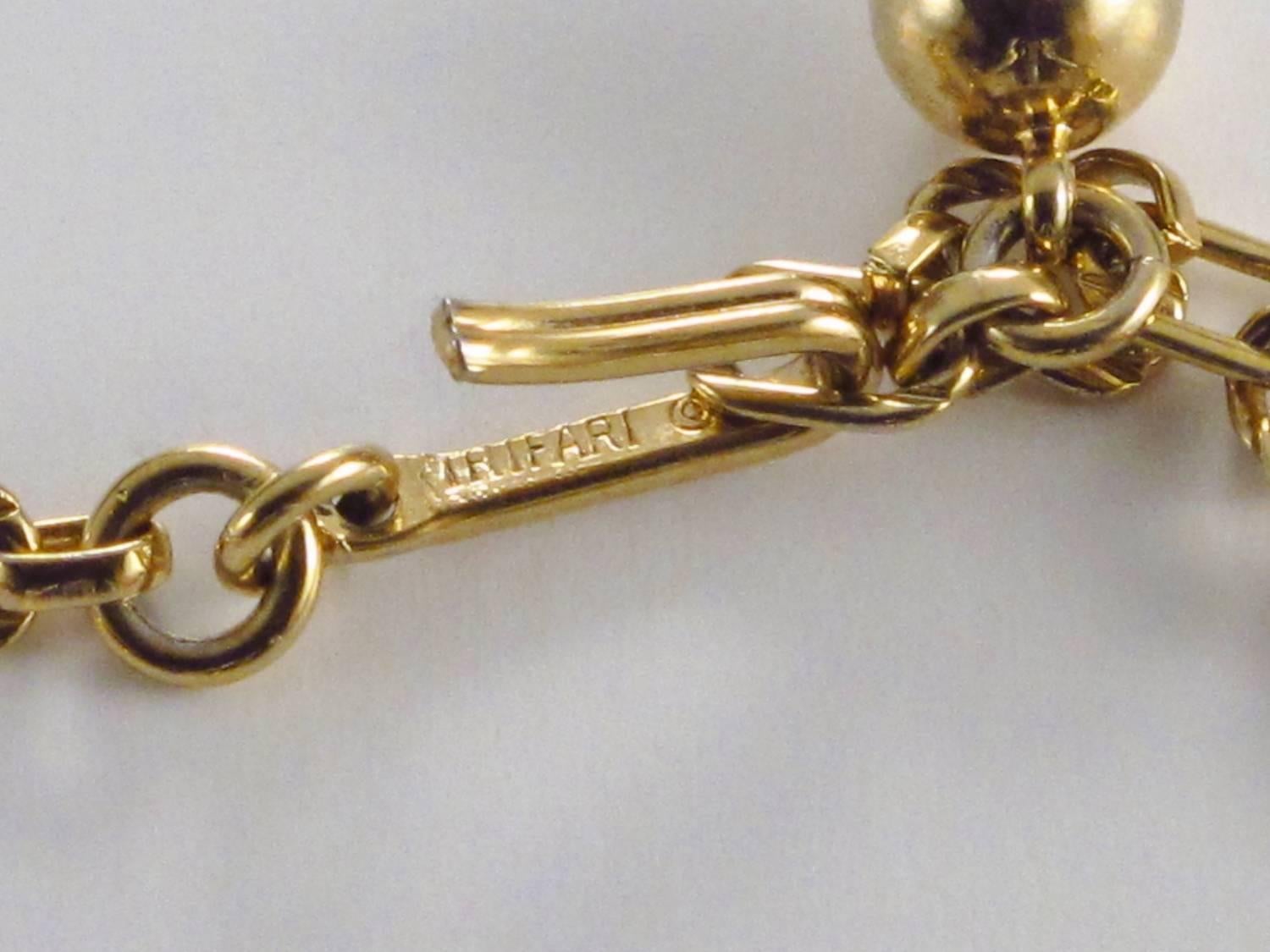 Mid-20th Century Trifari Vintage Bow with Rhinestones Gold Tone Necklace circa 1950s, American For Sale