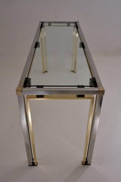 Romeo Rega Console Table, Brass and Chrome, 1970s Italian