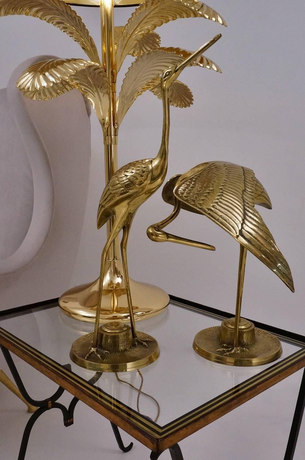 Late 20th Century Pair of Brass Bird Sculptures, Herons, circa 1960s, French