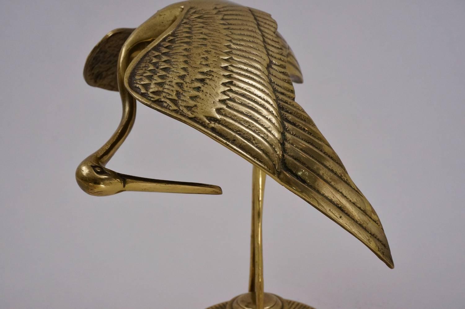 Pair of Brass Bird Sculptures, Herons, circa 1960s, French 3