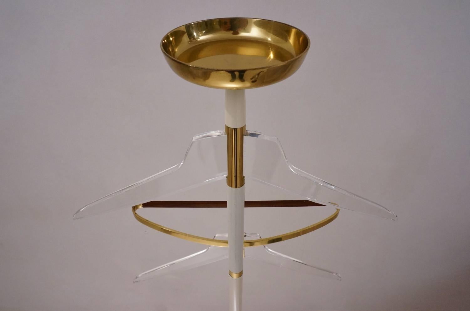 Post-Modern Lucite and Brass Valet Stand, Charles Hollis Jones, circa 1970s, American