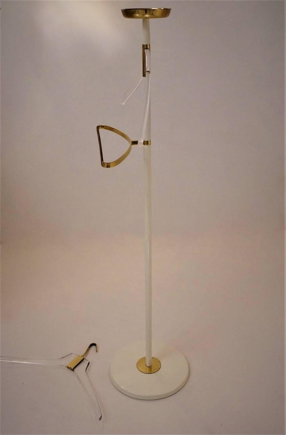Lucite and Brass Valet Stand, Charles Hollis Jones, circa 1970s, American 1