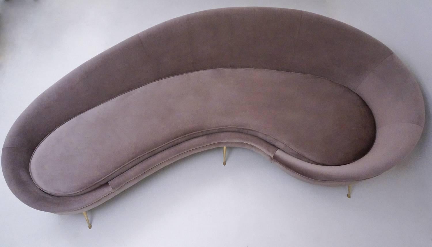 Contemporary Ico Parisi Sofa 1950s Style in New Velvet Upholstery, Italian For Sale