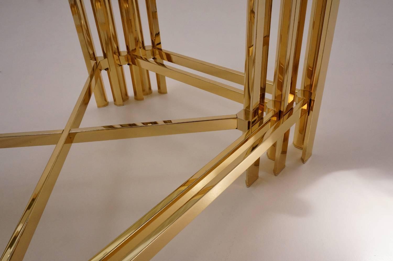 Late 20th Century Gold Nesting Tables, Gold-Plated Gilt by Pierre Vandel, circa 1970s, France