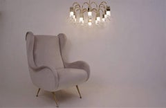 Sciolari Chandelier Cubic Gold-Plated with Glass Petals, circa 1970s, Italian