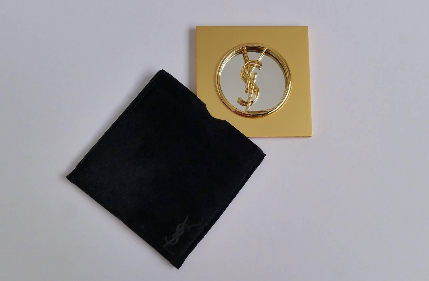 YSL Compact Makeup Mirror Gilt, circa 1980s, French In Good Condition In London, GB