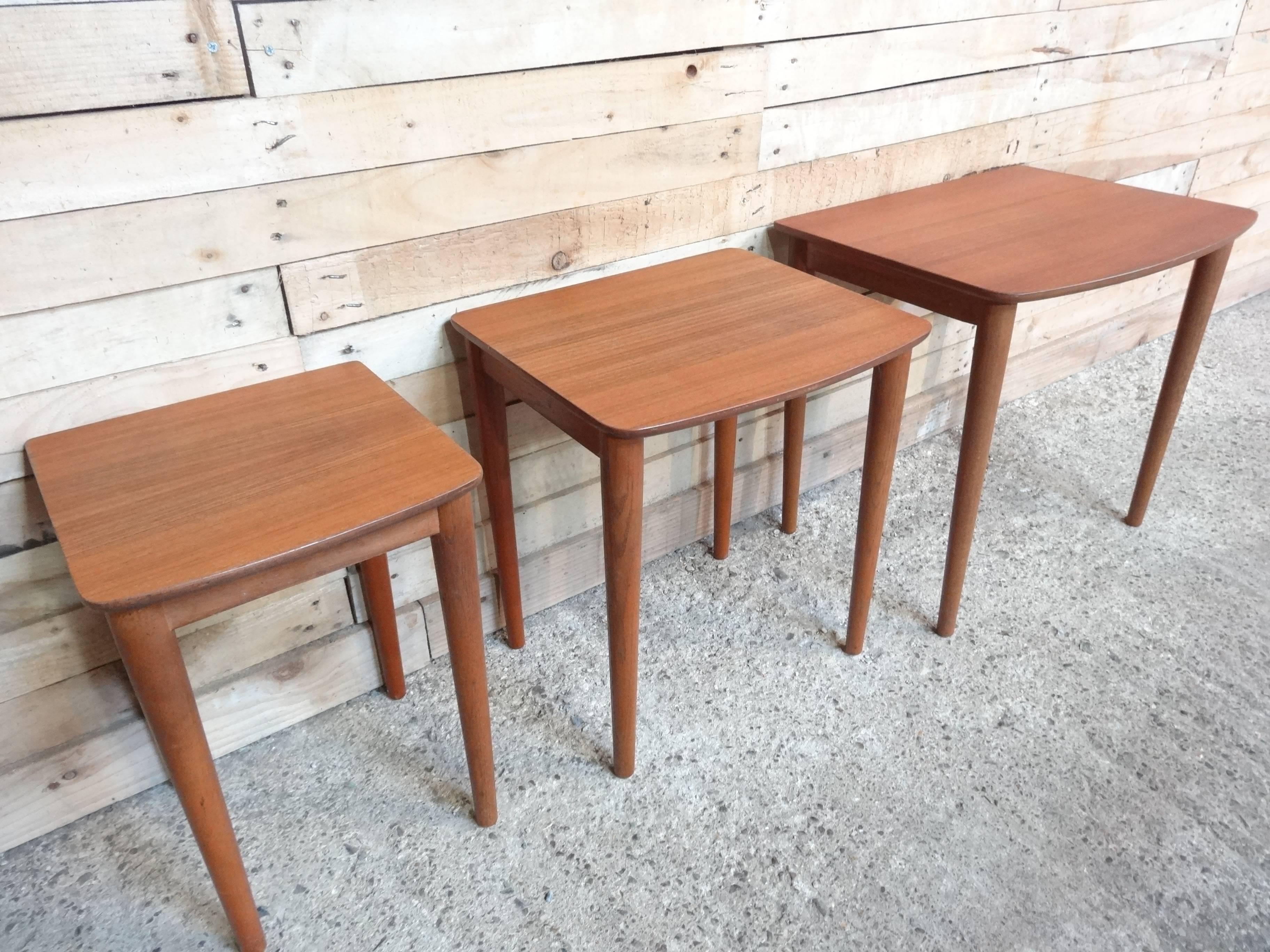 20th Century Mid-Century Modern 1960 Sought after Danish Solid Teak Nest of Three Tables