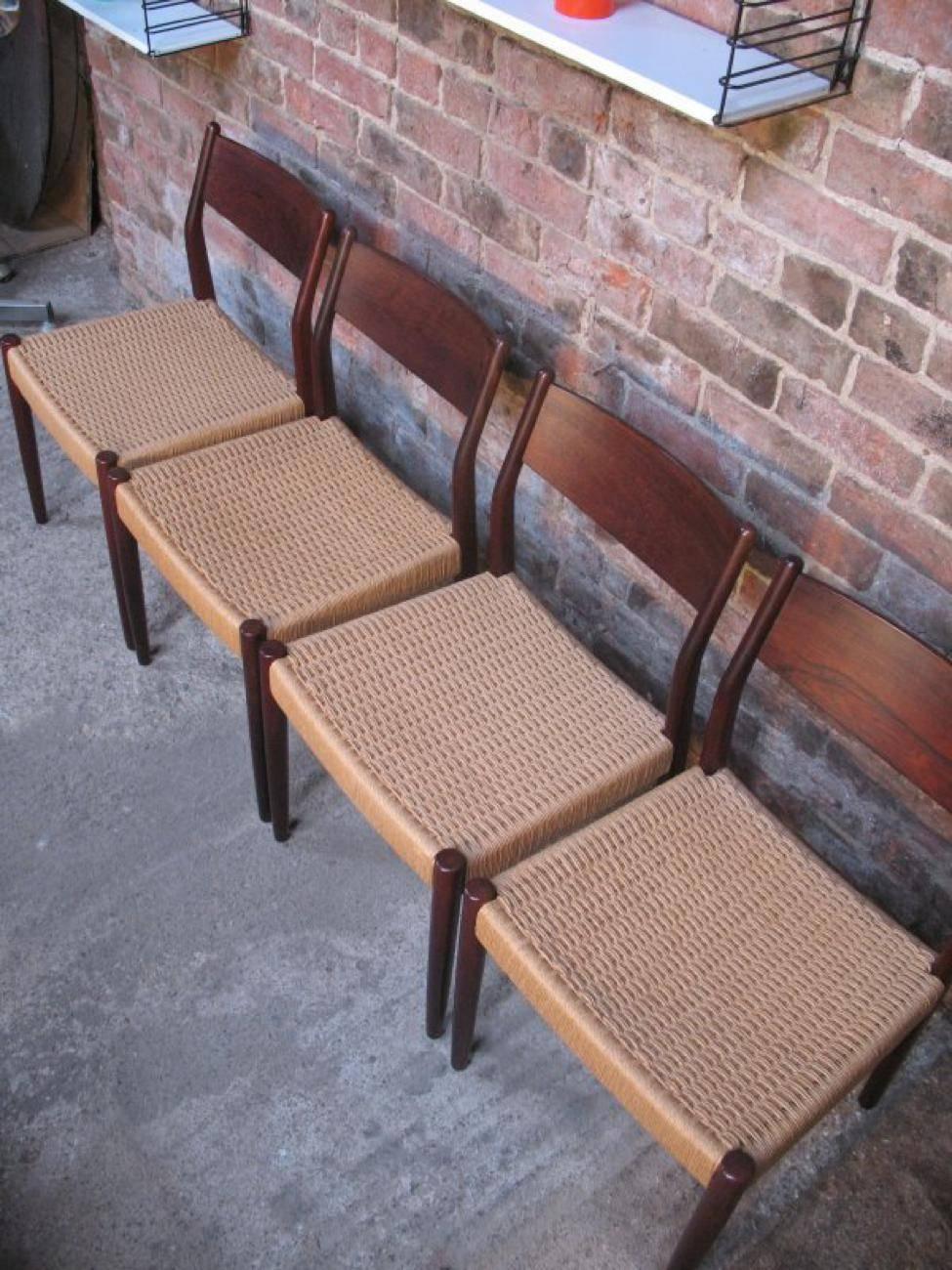 Mid-Century Modern Danish 1960s Retro Solid Rosewood Moller Dining Chairs