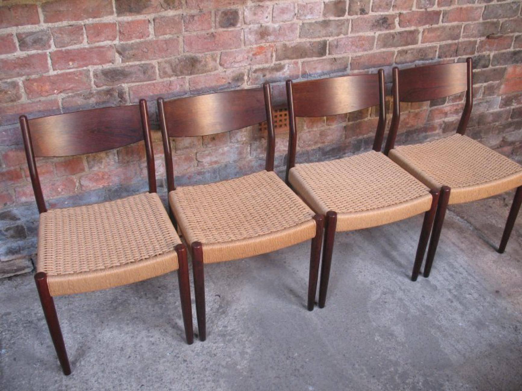 20th Century Danish 1960s Retro Solid Rosewood Moller Dining Chairs