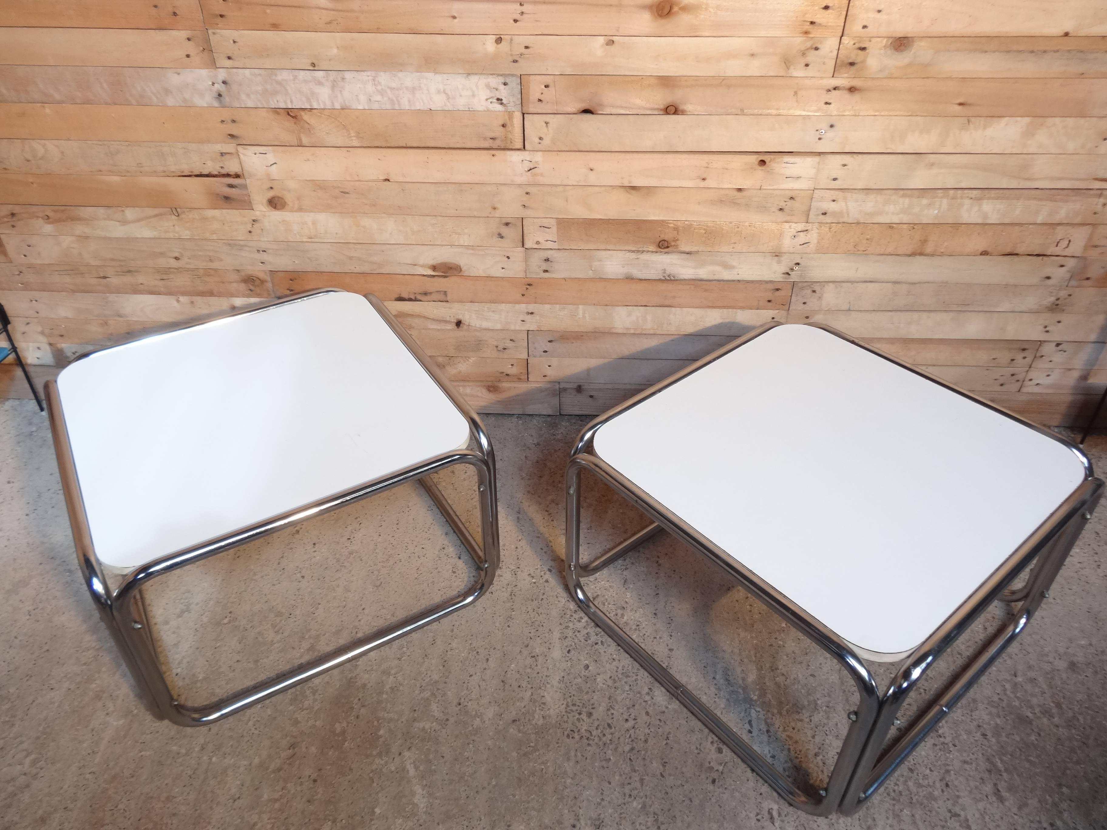Mid-Century Modern 1960s Chrome / White Cube Coffee Tables (only 1 available)
