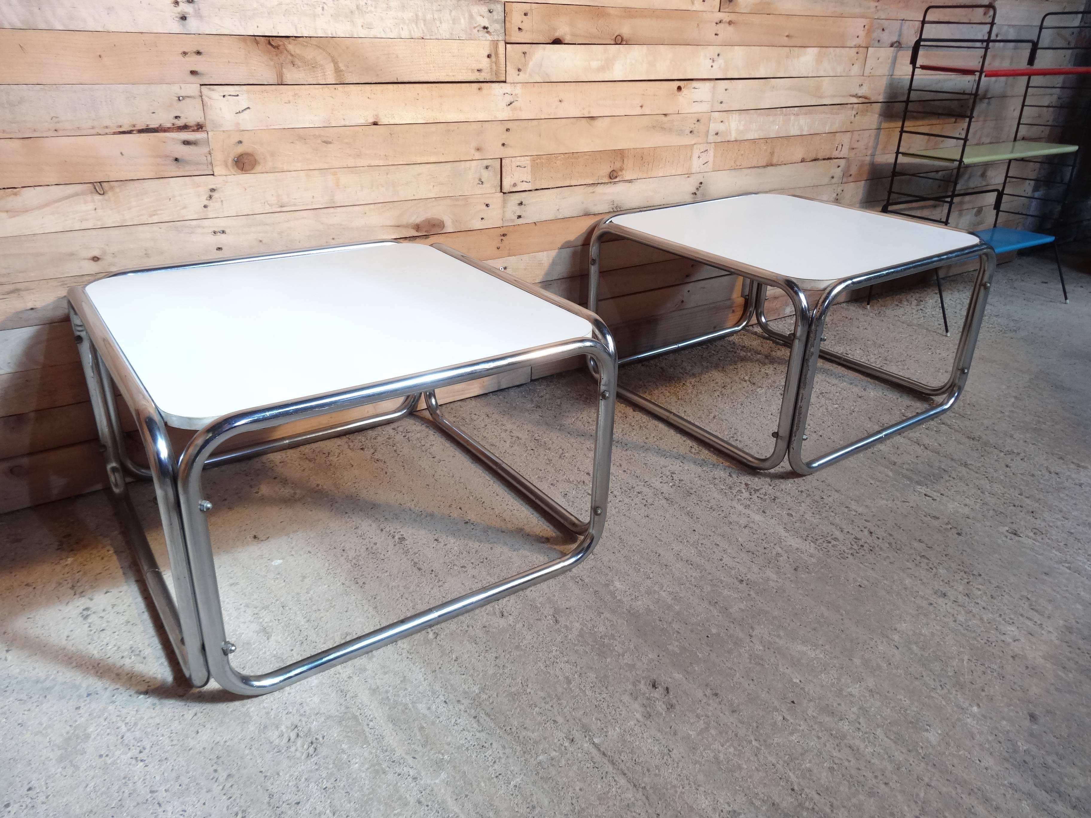 1960s Chrome / White Cube Coffee Tables (only 1 available) 1
