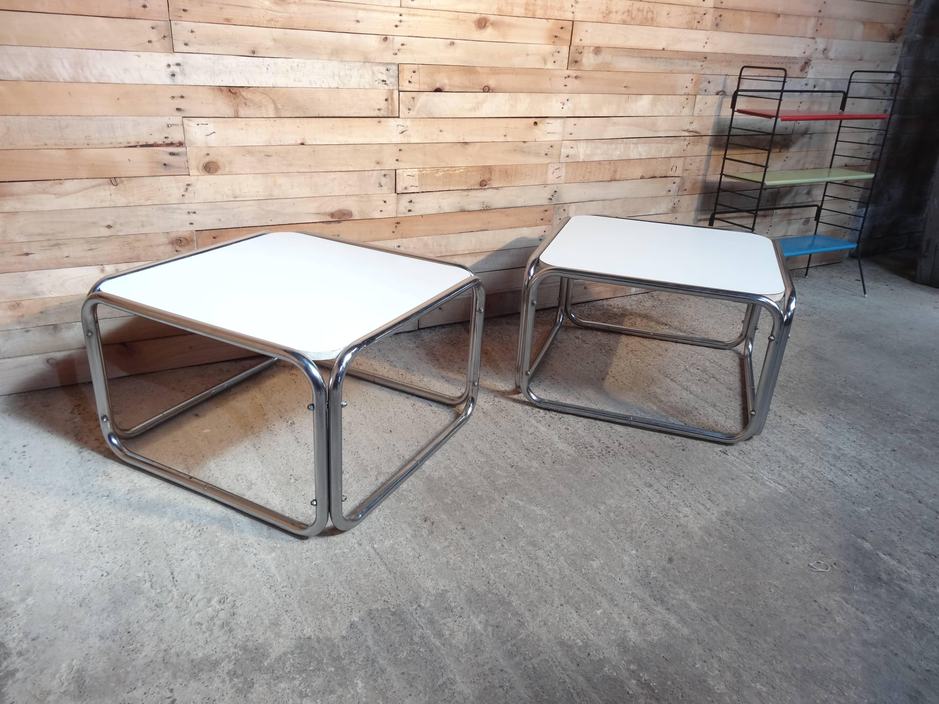 1960s Chrome / White Cube Coffee Tables (only 1 available) 2