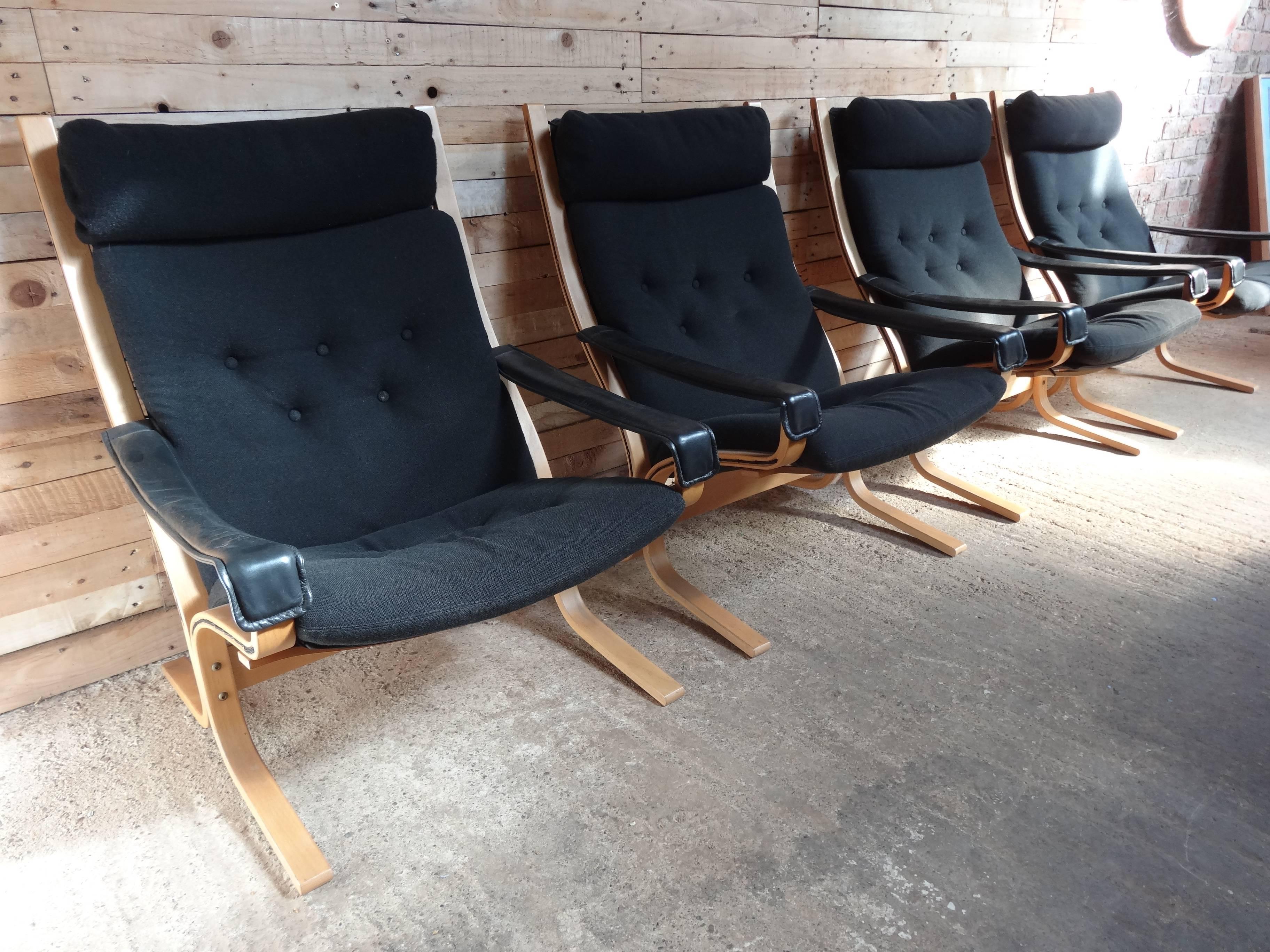 Mid-Century Modern Sought After Vintage Original Scandinavian Ingmar Relling Bentwood Siesta Chairs For Sale