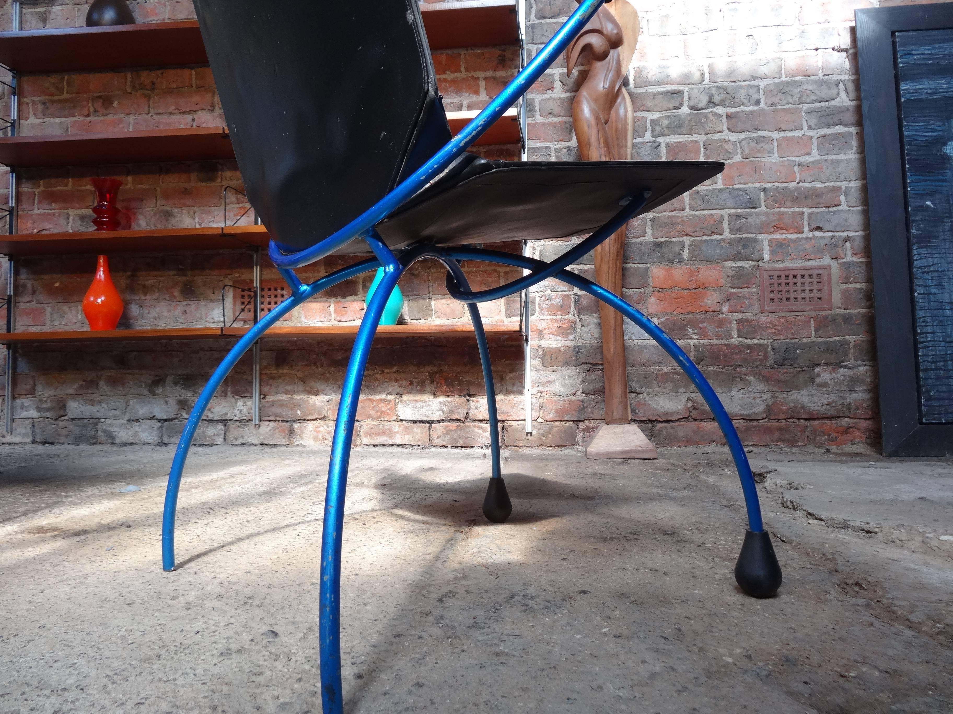 Mid-Century Modern Two Blue Metal Framed 'Spider' Chairs For Sale