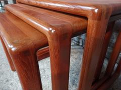 Rare Set of Three Solid Teak Mid-Century Modern Dyrlund Nesting Tables