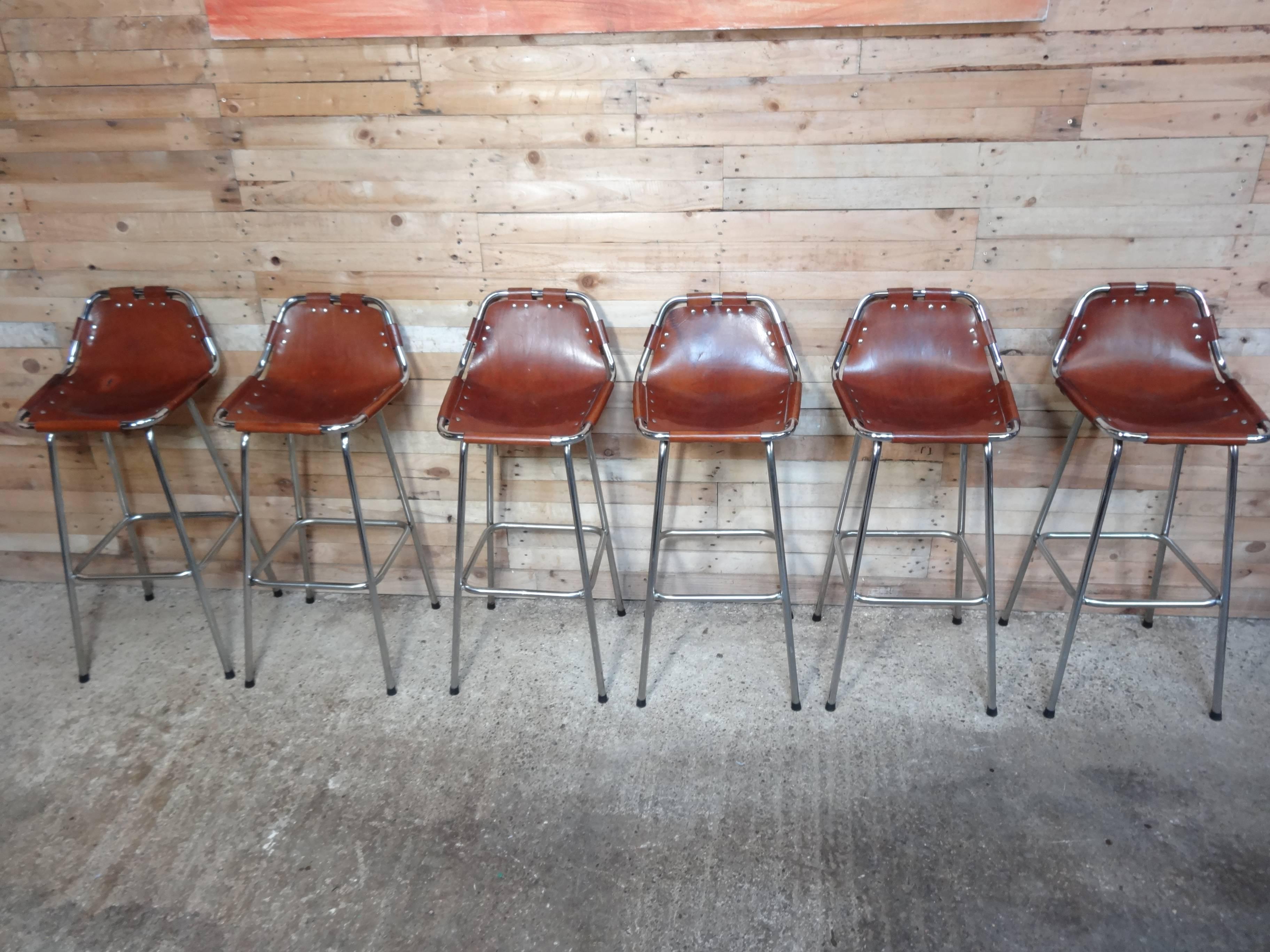 20th Century Selected by Charlotte Perriand for the Les Arcs Ski Resort, Six High Bar Stools
