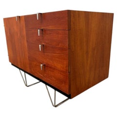 Small Scandinavian-Style English Sideboard, 1960s – Polished Metal Handles