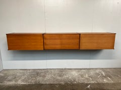 Scrivania / Credenza / Buffet modulare in teak XL in stile retrò anni '60, completamente sospesa