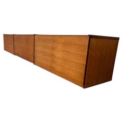 Scrivania / Credenza / Buffet modulare in teak XL in stile retrò anni '60, completamente sospesa