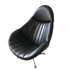 1980's Vintage Retro Dark grey / black Rohe Noorwolde Leather egg chair