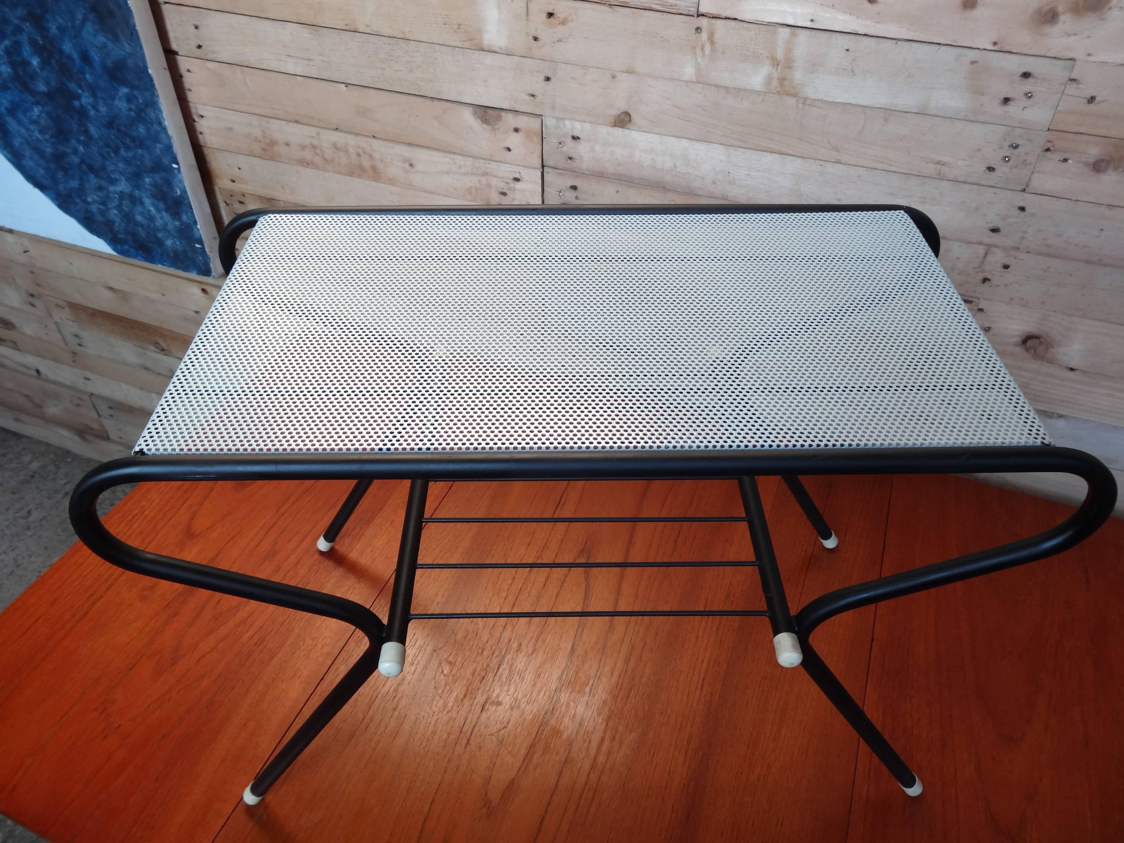 1950 Vintage Mathieu Mategot Black and White Metal Coffee Table In Good Condition In Markington, GB