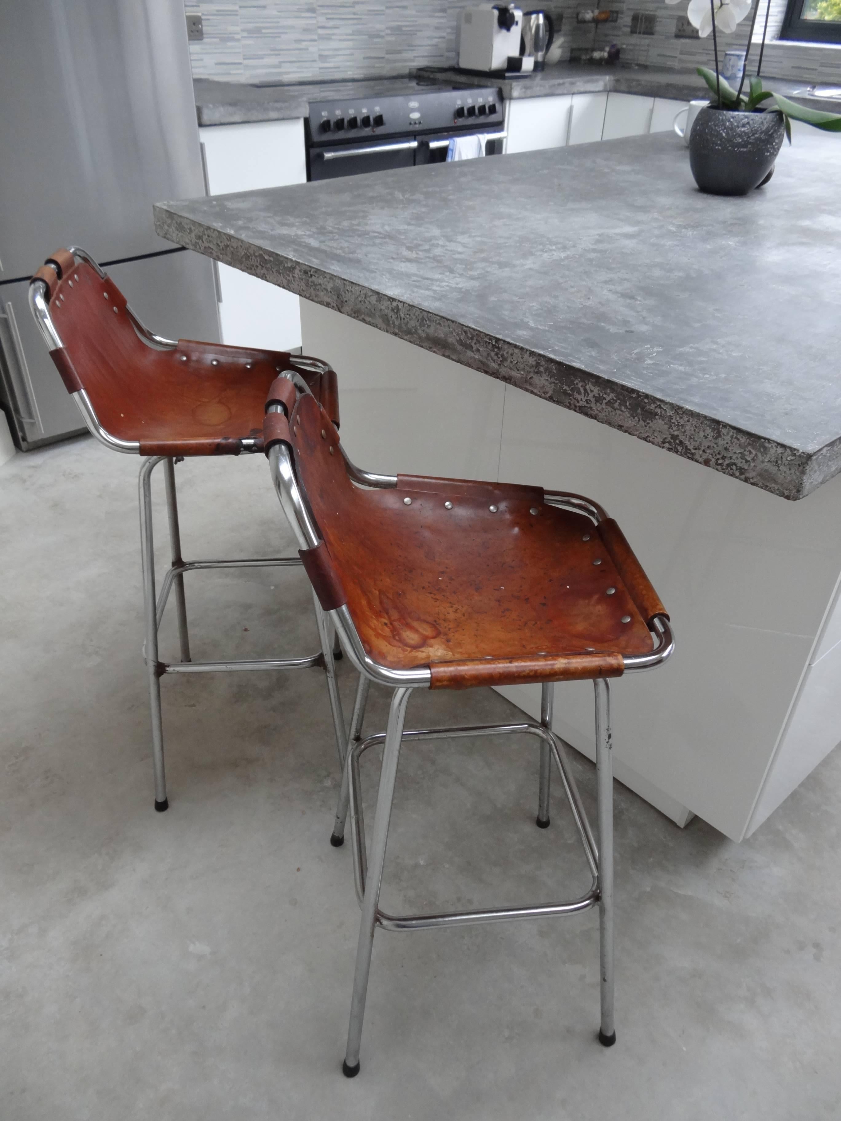French Selected by Charlotte Perriand for The Les Arcs Ski Resort, Two High Bar Stools