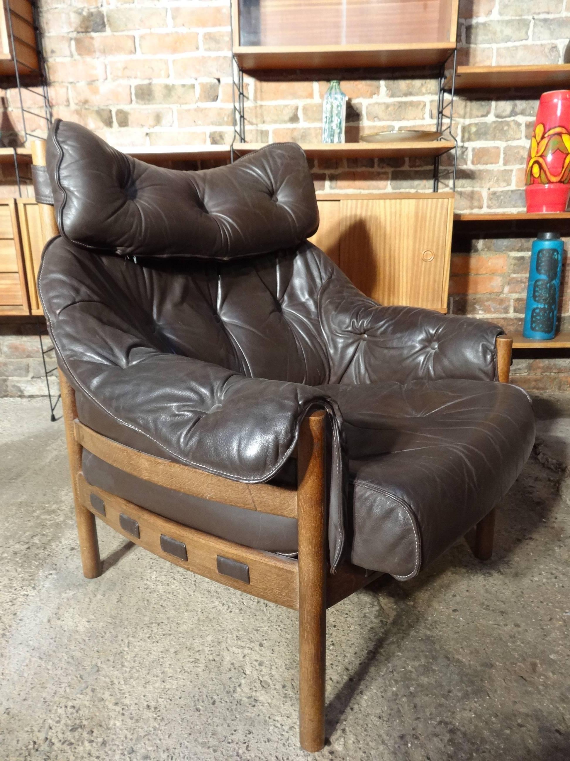 Mid-Century Modern Sought after, Rare Danish  Arne Norell Brown Leather Gents Club Chair