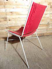 Vintage Retro 1950's Pair of French Red and Blue wire chairs