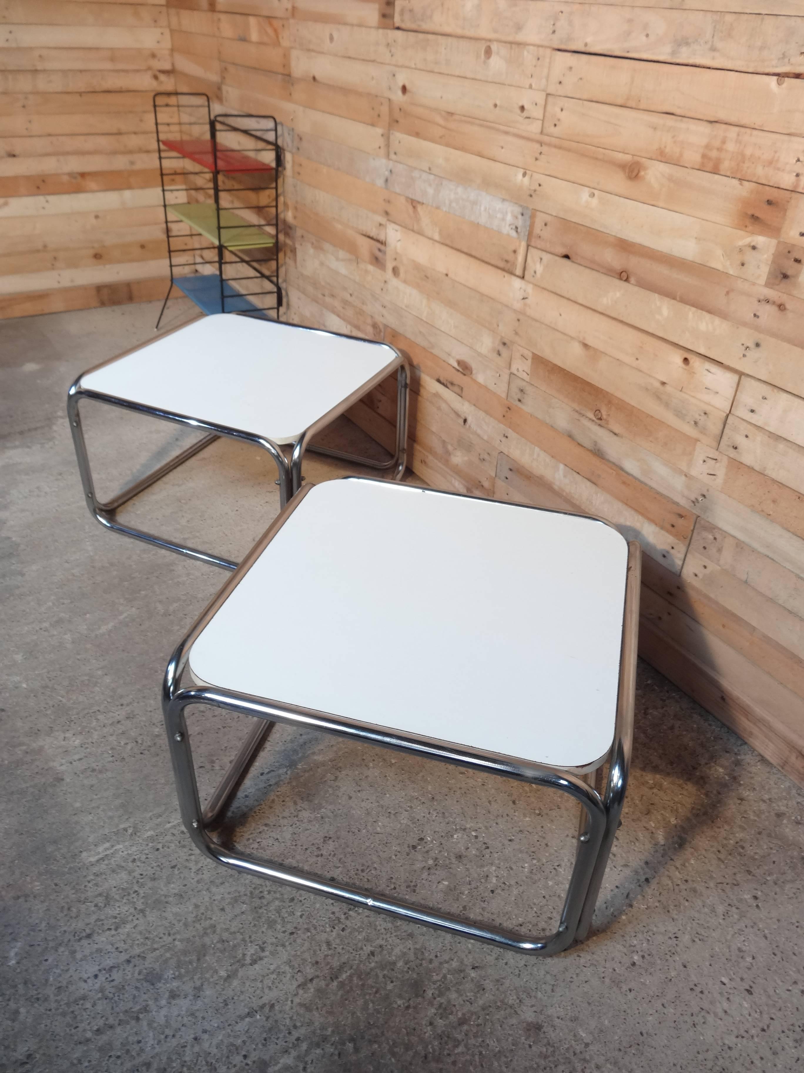 1960s Chrome / White Cube Coffee Tables (only 1 available) In Good Condition In Markington, GB
