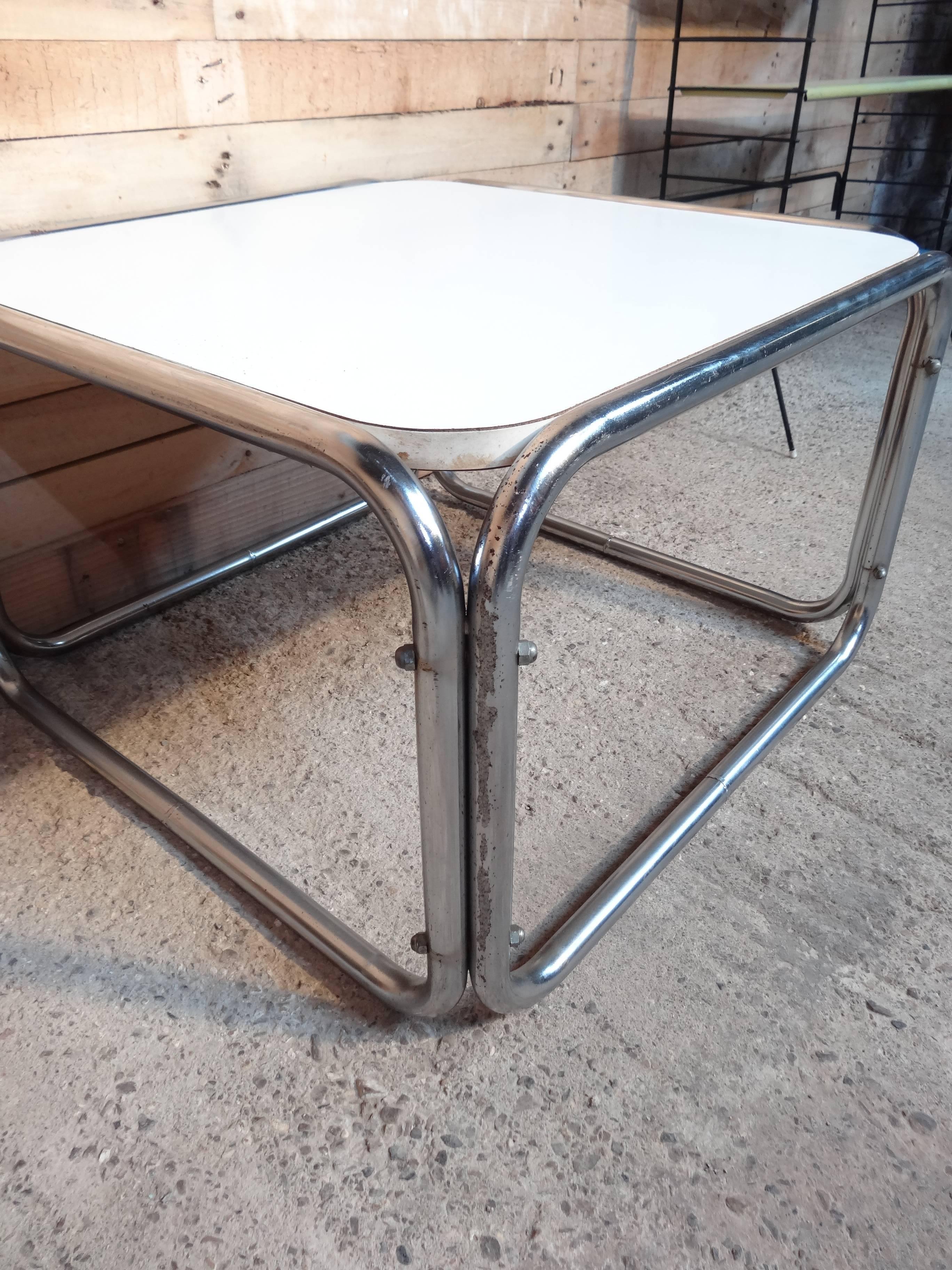 20th Century 1960s Chrome / White Cube Coffee Tables (only 1 available)