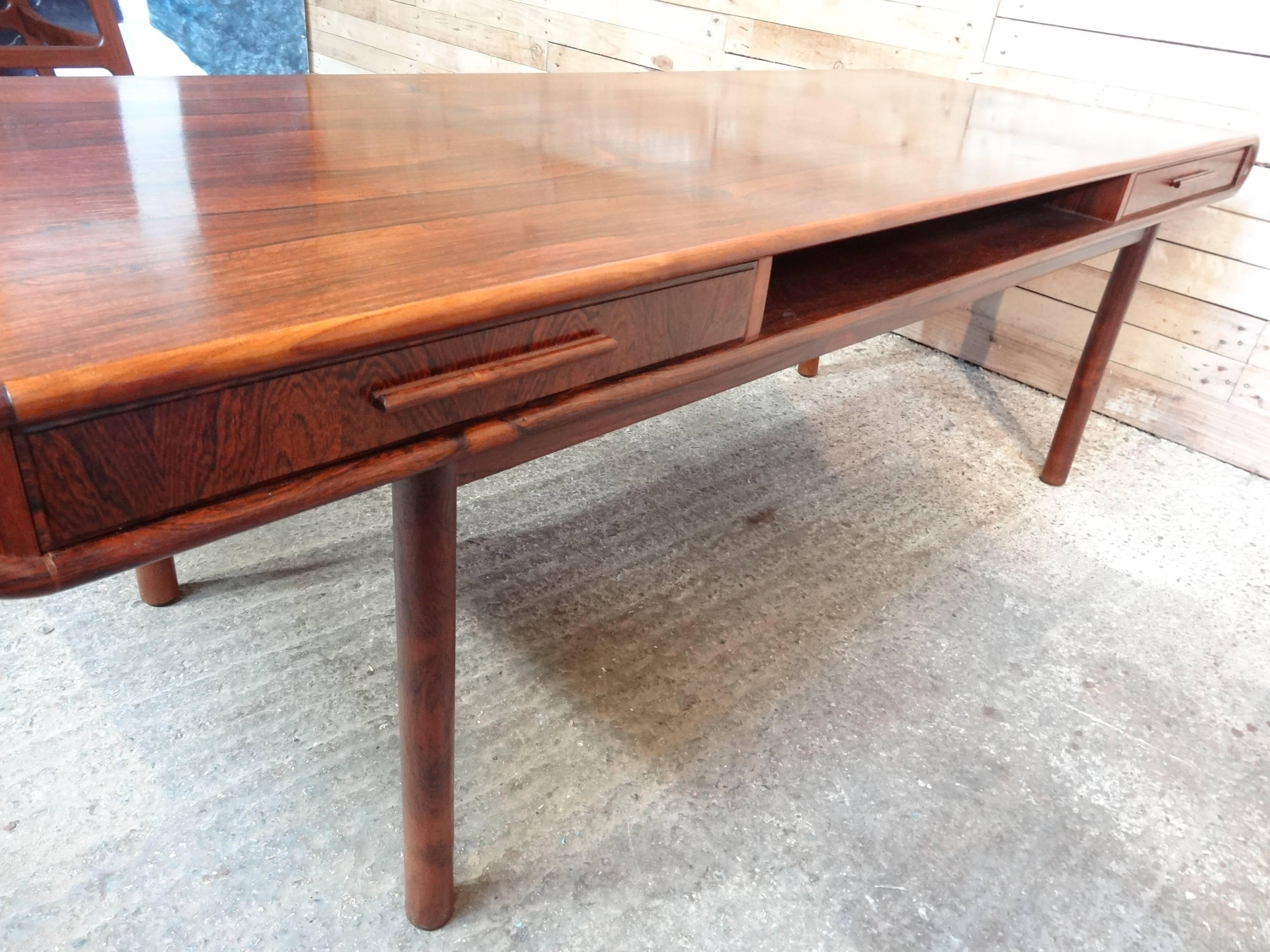 Mid-Century Modern Exquisite Danish 1960s Retro Rosewood Coffee Table with Two Drawers