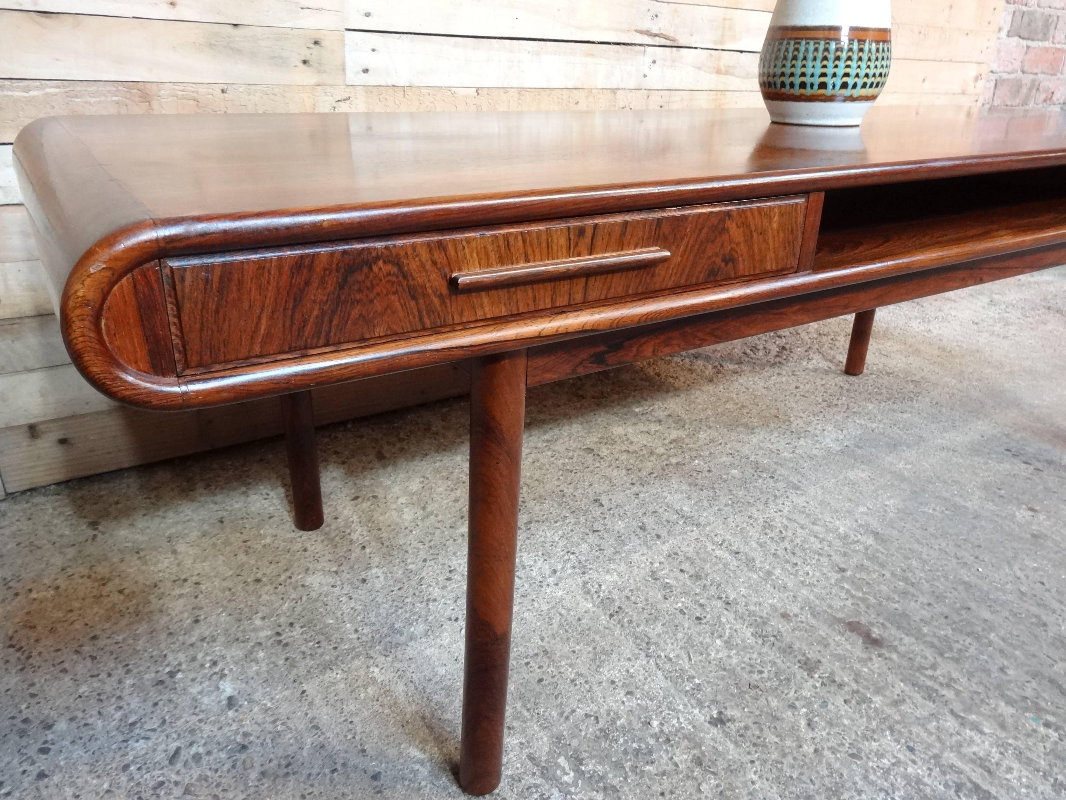 20th Century Exquisite Danish 1960s Retro Rosewood Coffee Table with Two Drawers