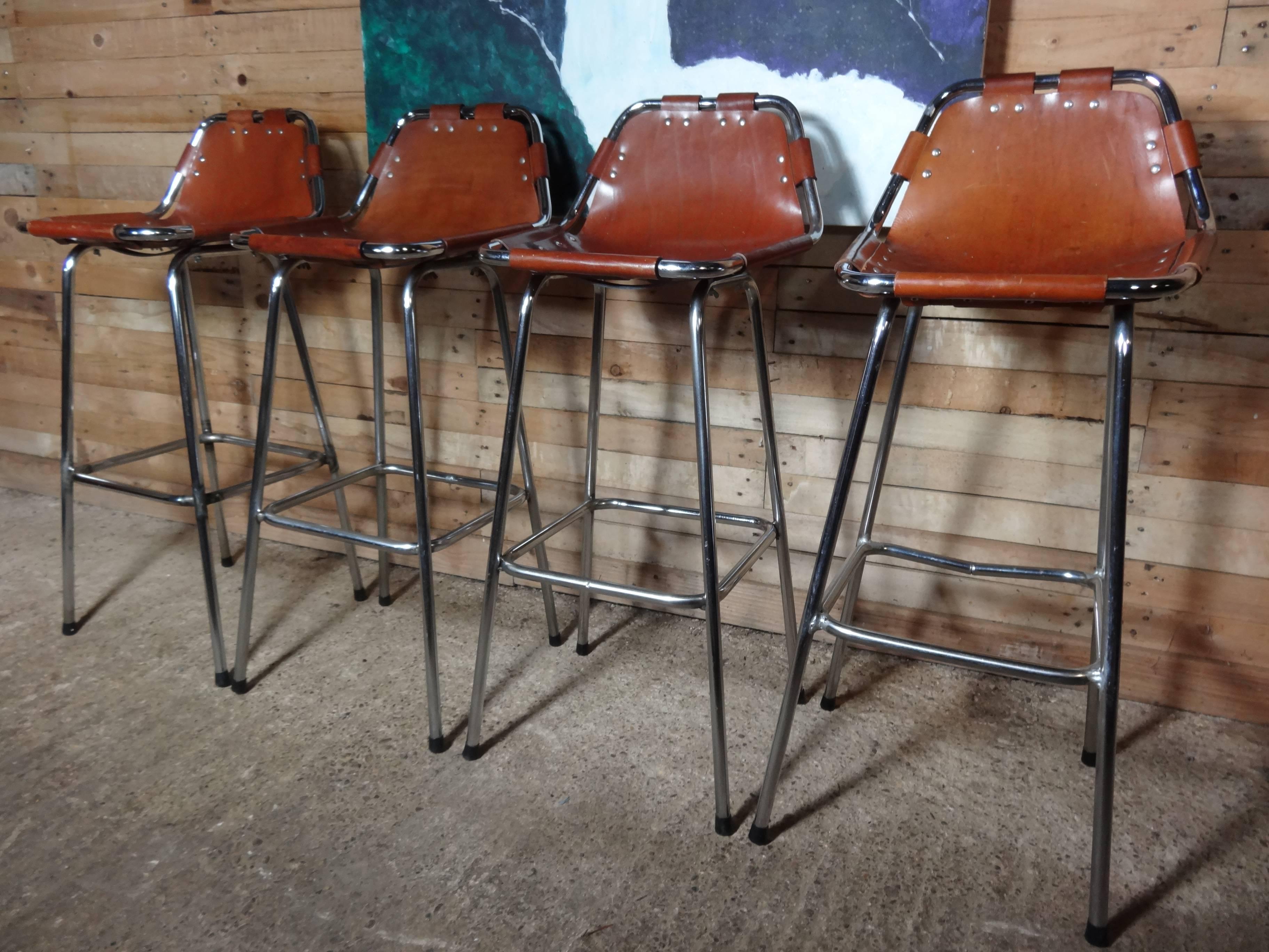 Selected by Charlotte Perriand for the Les Arcs Ski Resort, Four High Bar Stools 2