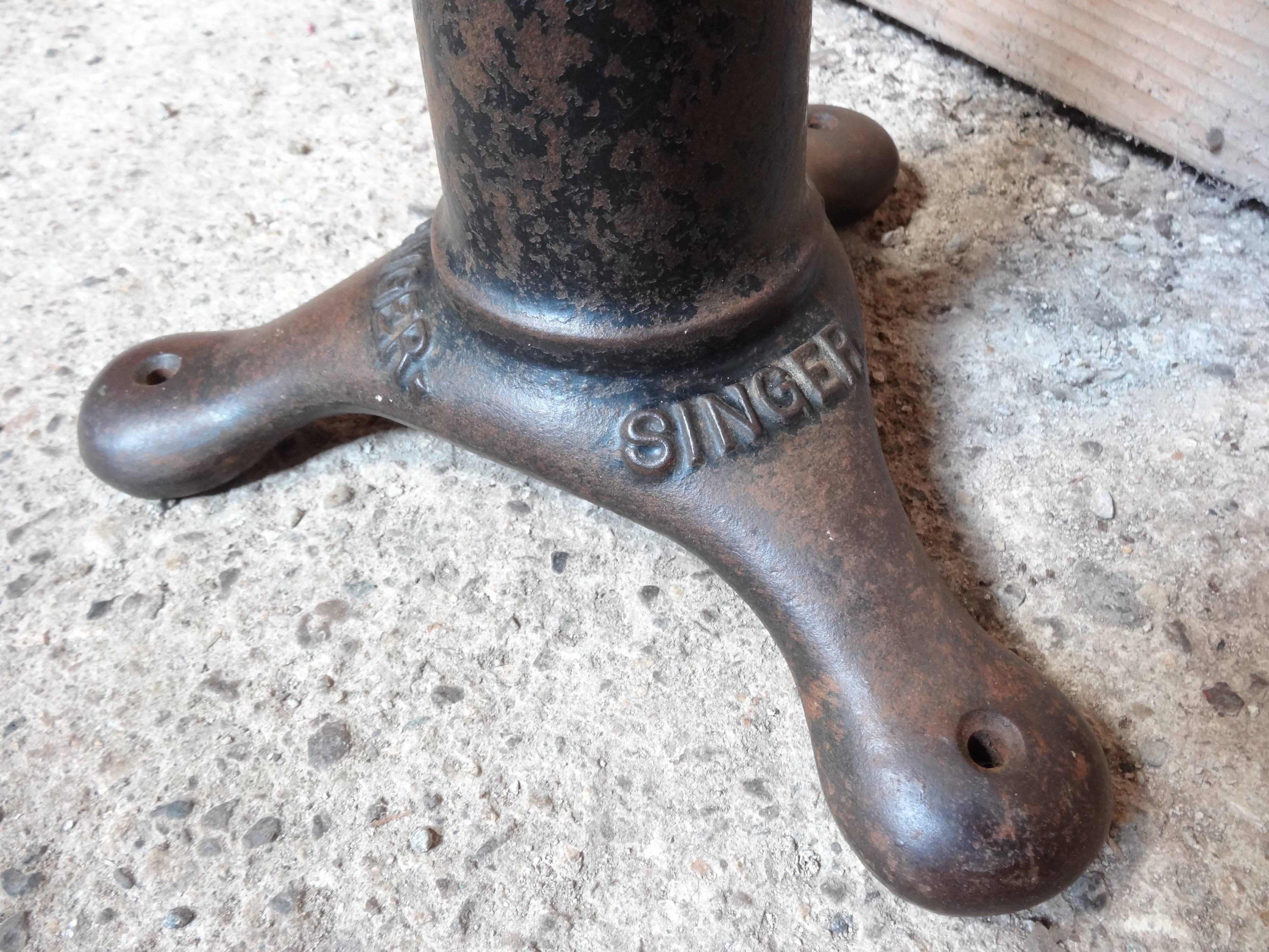 20th Century Singer Cast Iron Vintage Industrial Stool