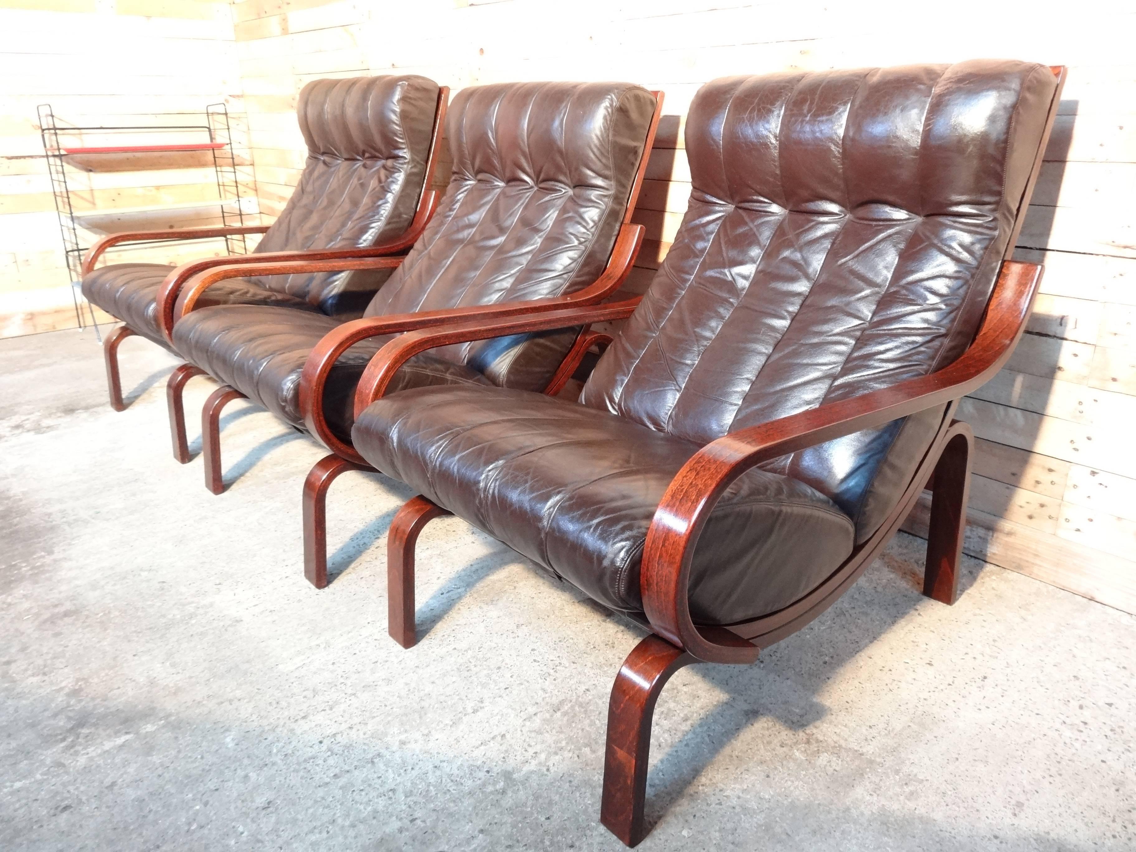 Leather Sought after Ingmar Relling Orbit Chairs / Sofa  by A/S Vestlandske Møbelfabrikk For Sale