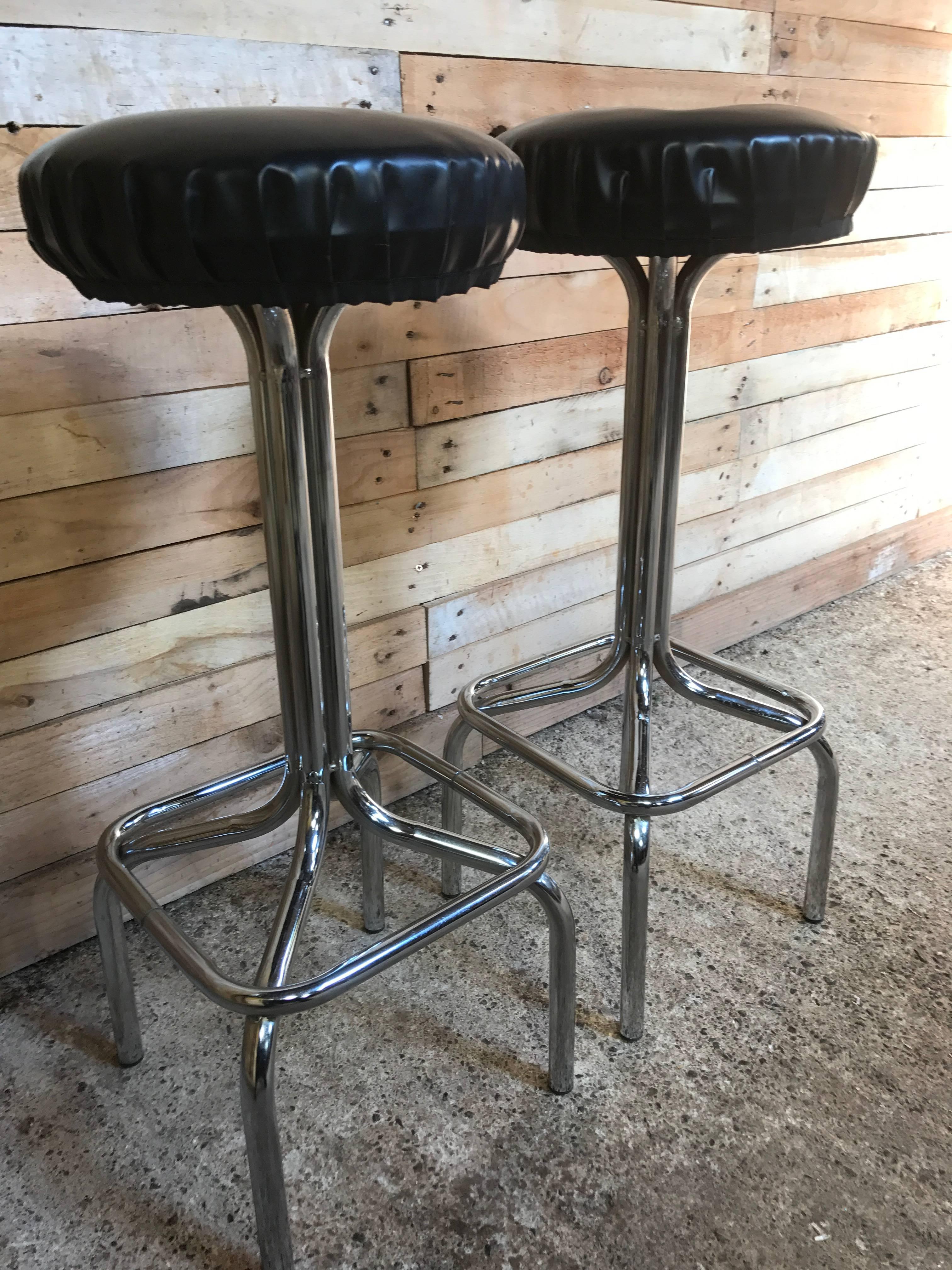 Original 1950s chrome high or bar stools.