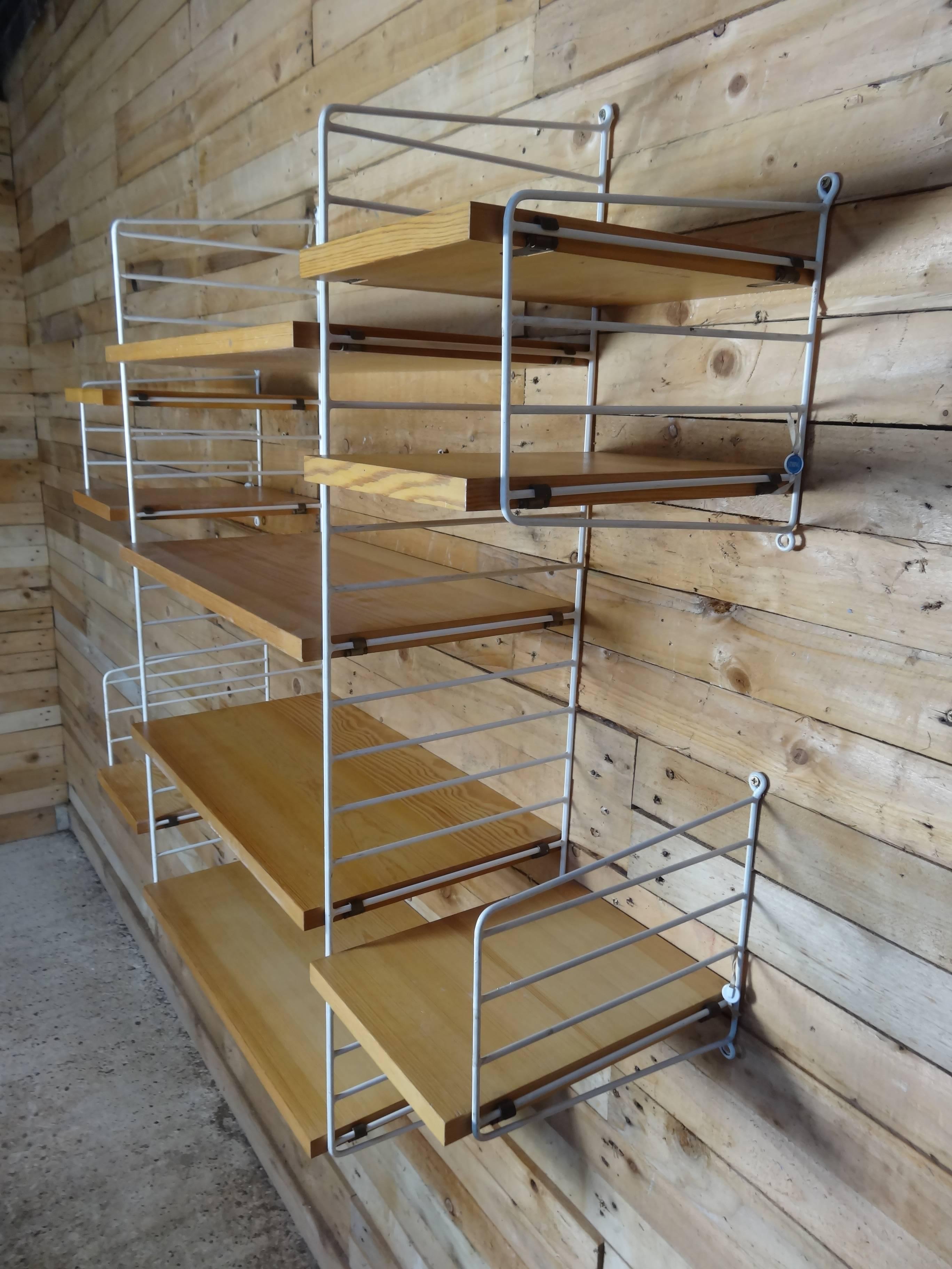 Mid-Century Modern Large Wall Shelving Unit by Nisse Strinning for String, 1960s For Sale