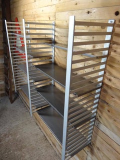 Large Vintage Retro Industrial Brutalistic Stainless Steel / Aluminum Shelving