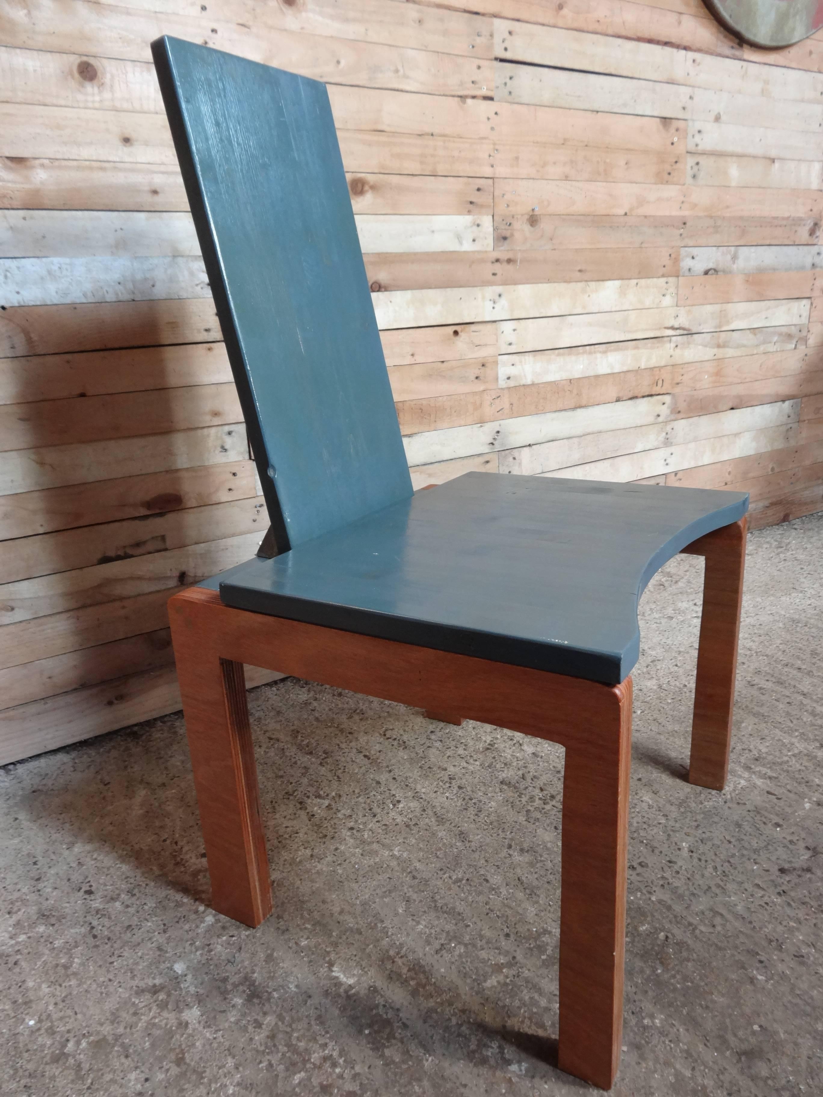Brutalist Minimalistic Large Chair in Light Blue and Clear Lacquer In Excellent Condition In Markington, GB