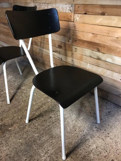 1950s Vintage Retro metal framed Black and White Chairs