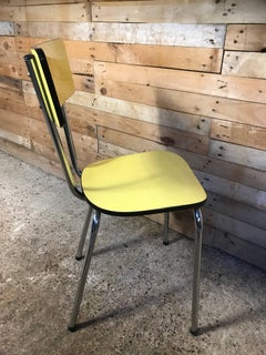 1950s Vintage Retro Yellow and Chrome Melamine Chairs