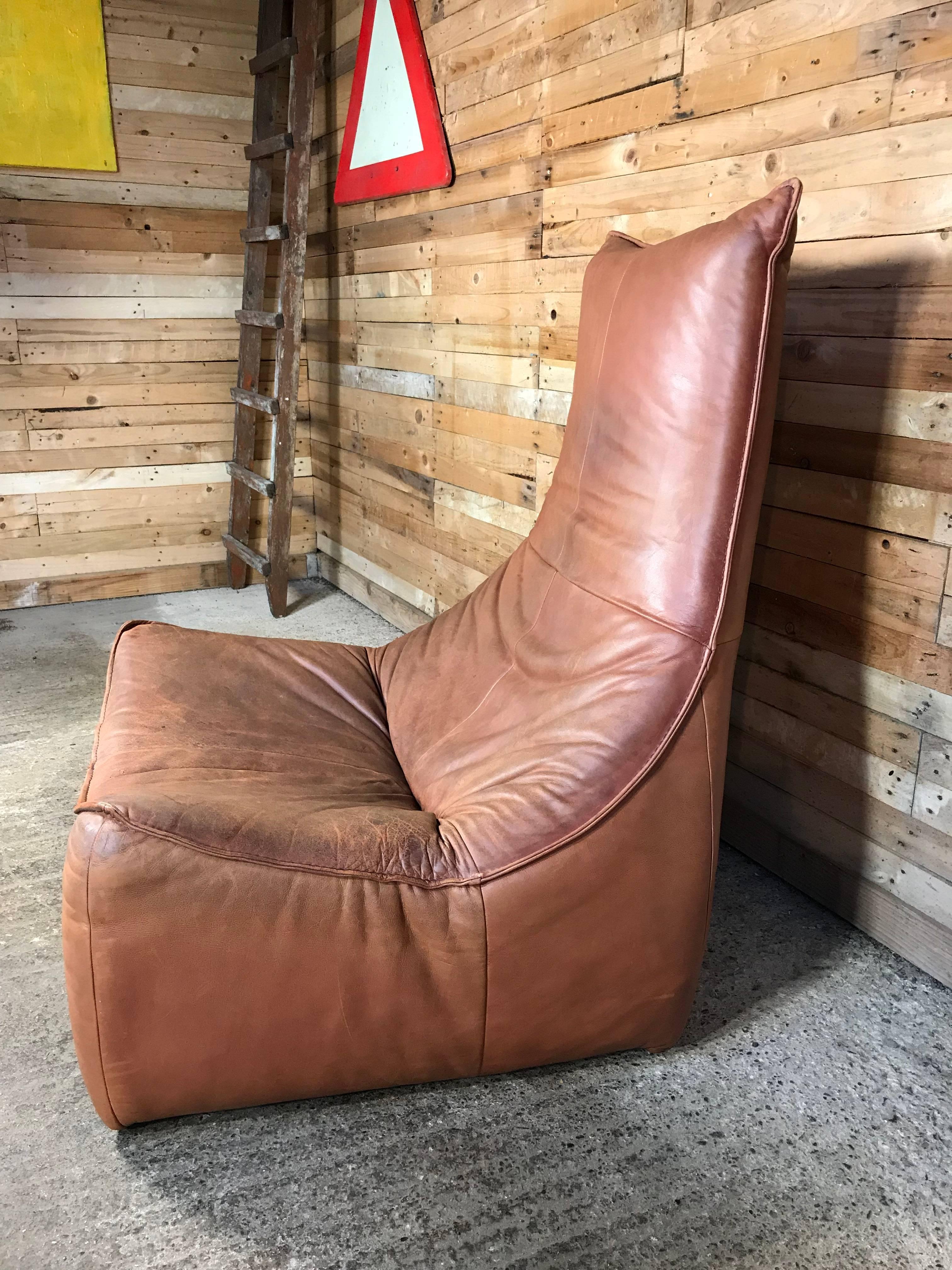 Dutch Designed Gerard van de Berg Light Cognac Coloured Leather Chair  THE ROCK 2