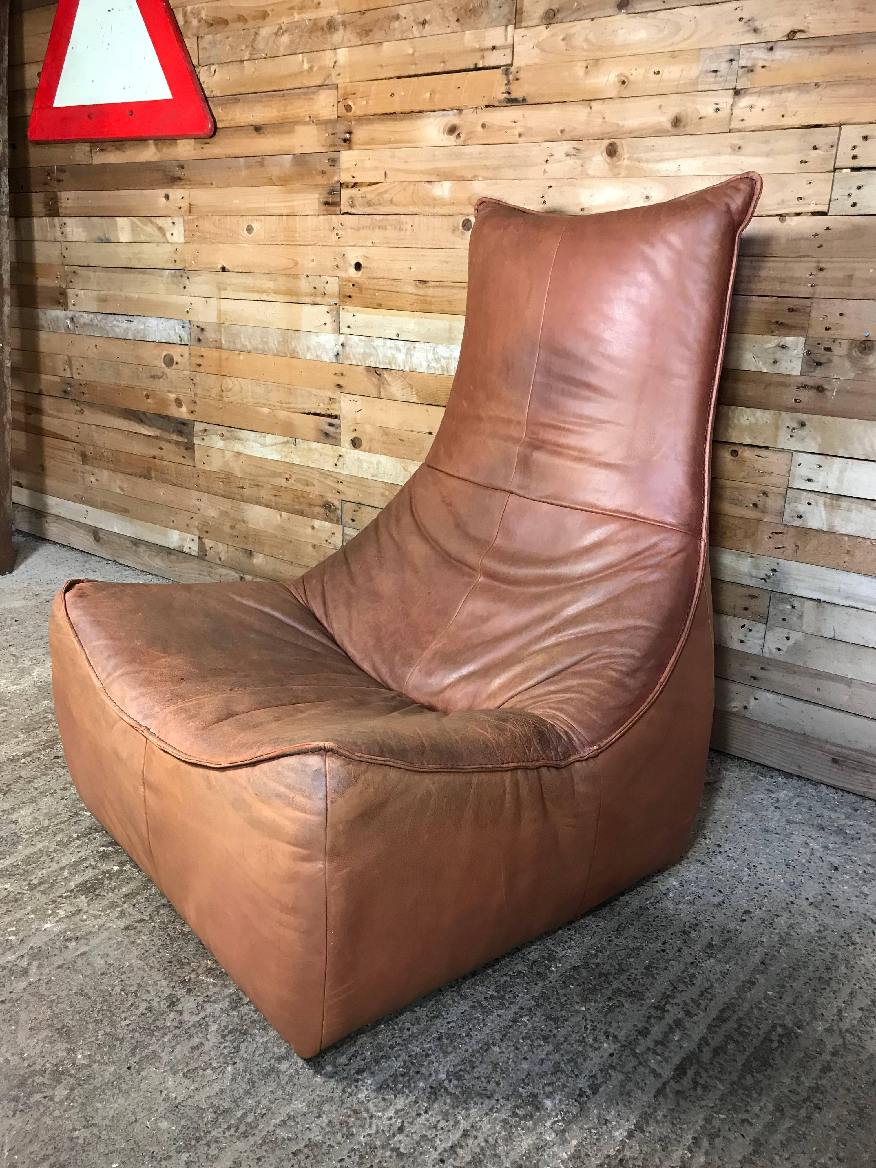 Dutch Designed Gerard van de Berg Light Cognac Coloured Leather Chair  THE ROCK 3