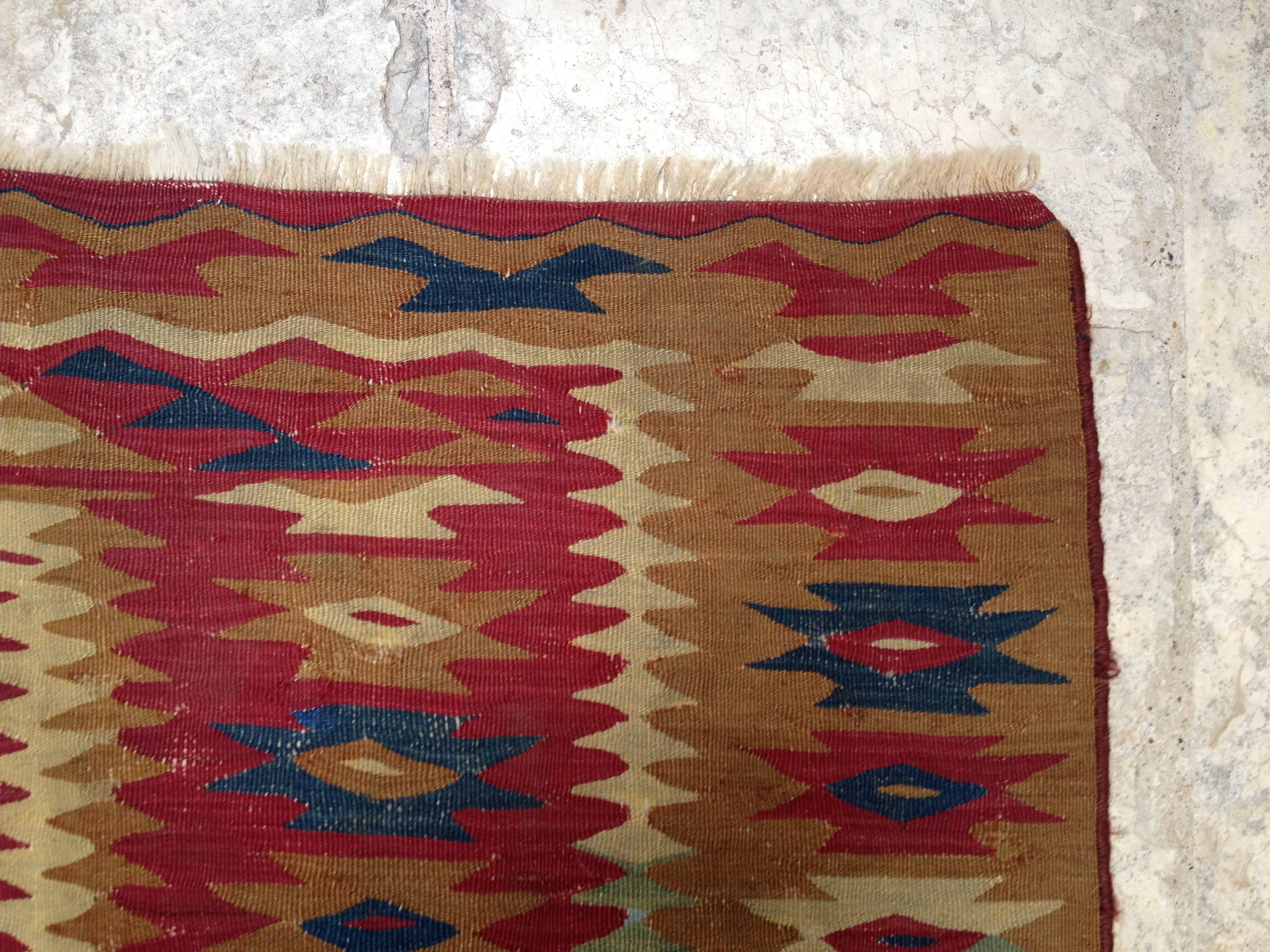 Hand-Woven 1930s Fine Charcoy Kilim, Central Anatolia, Turkey For Sale